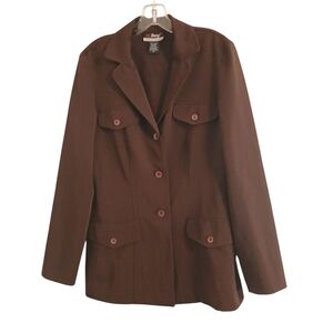 Who’s Tracy? by Tracy Evans Chocolate Brown Blazer Jacket Women’s Size 10